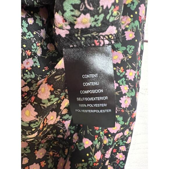 WAYF Anthropologie Long Sleeve Black Floral Top Size Large - Picture 5 of 7